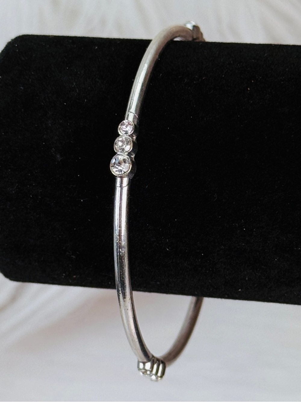 Vintage Silvertone, thin minimalist stackable bangle bracelet